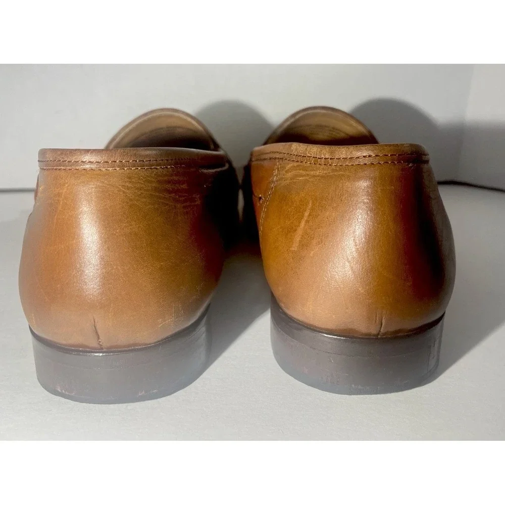 Brass Boot Walking Gloves Brown Woven Tassel Loafers Men's 11.5M Leather Slip On